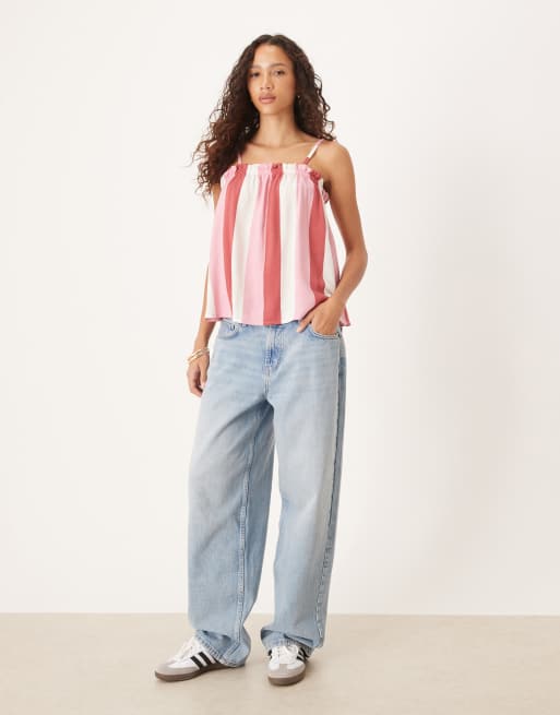 ASOS DESIGN – Różowy trapezowy top na ramiączkach w paski, 2 z 4