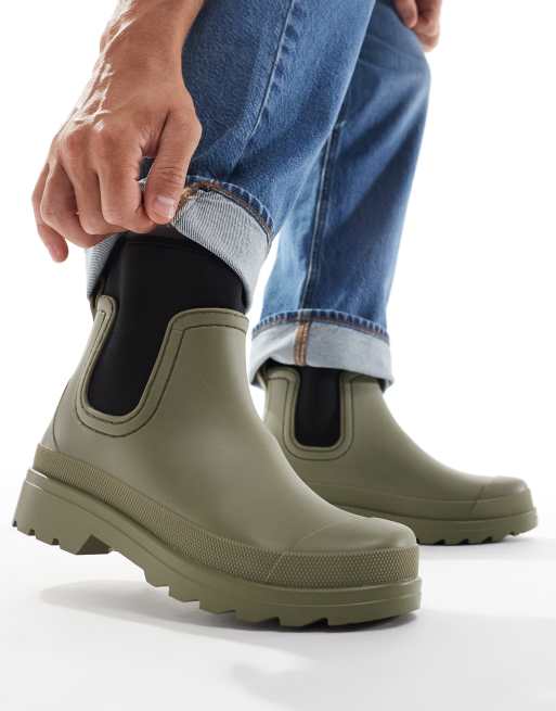 ASOS DESIGN rubber boots in khaki