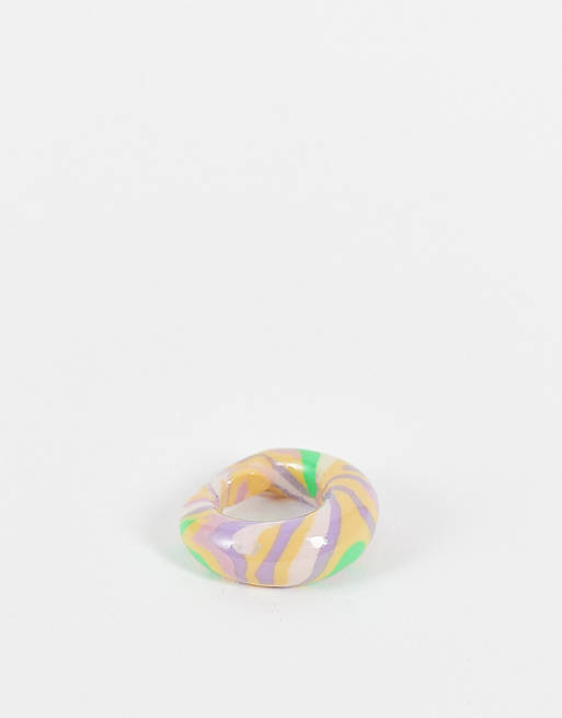 ASOS DESIGN rubber ring in dome shape in multicoloured marble