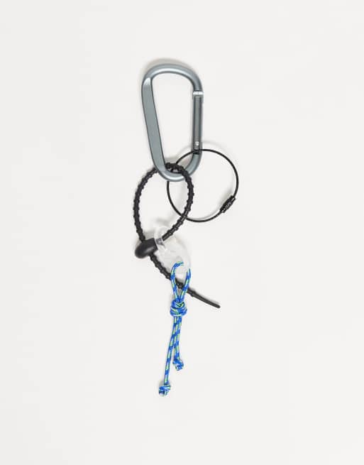 ASOS DESIGN rubber zip tie carabiner jeans clip in silver tone