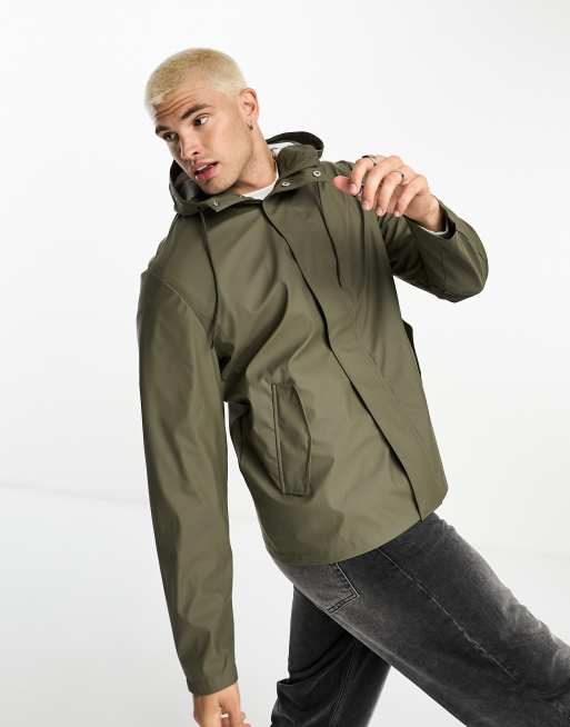 ASOS DESIGN - Rubberen regenjack in bruin