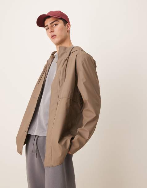 ASOS DESIGN - Rubberen regenjack in champignon - view 1