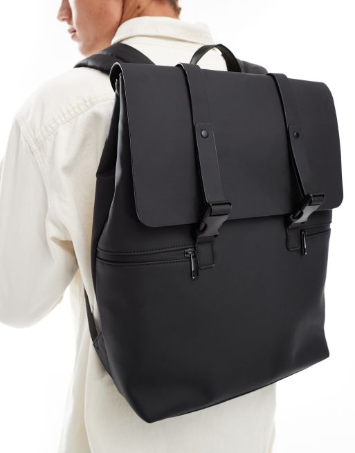 ASOS DESIGN rubberised backpack in black ASOS