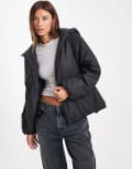 [ASOS DESIGN] ASOS DESIGN rubberised hooded rainwear bomber jacket in black M Black