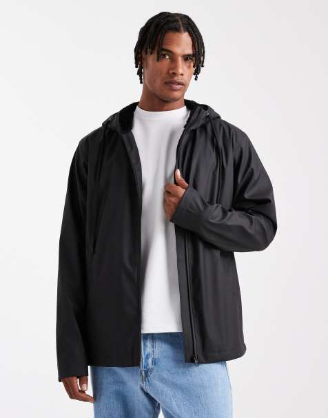 ASOS DESIGN rubberised jacket with borg lining in black - view 1