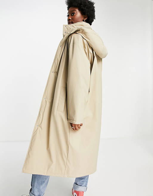 Coats & Jackets rubberised padded rain coat in putty 