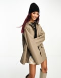 [ASOS DESIGN] ASOS DESIGN rubberised rain coat in mushroom-Brown S Mushroom