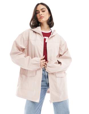 ASOS DESIGN ASOS DESIGN rubberised rain coat in pale pink