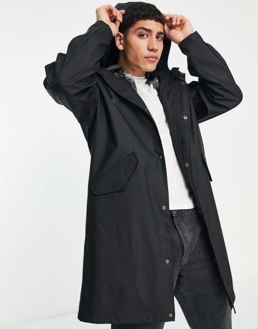 ASOS DESIGN rubberised rain jacket in black