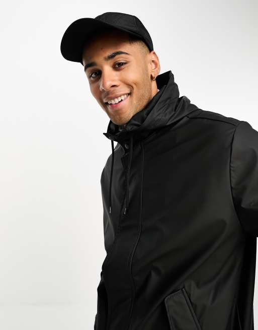 ASOS DESIGN rubberised rain jacket in black ASOS