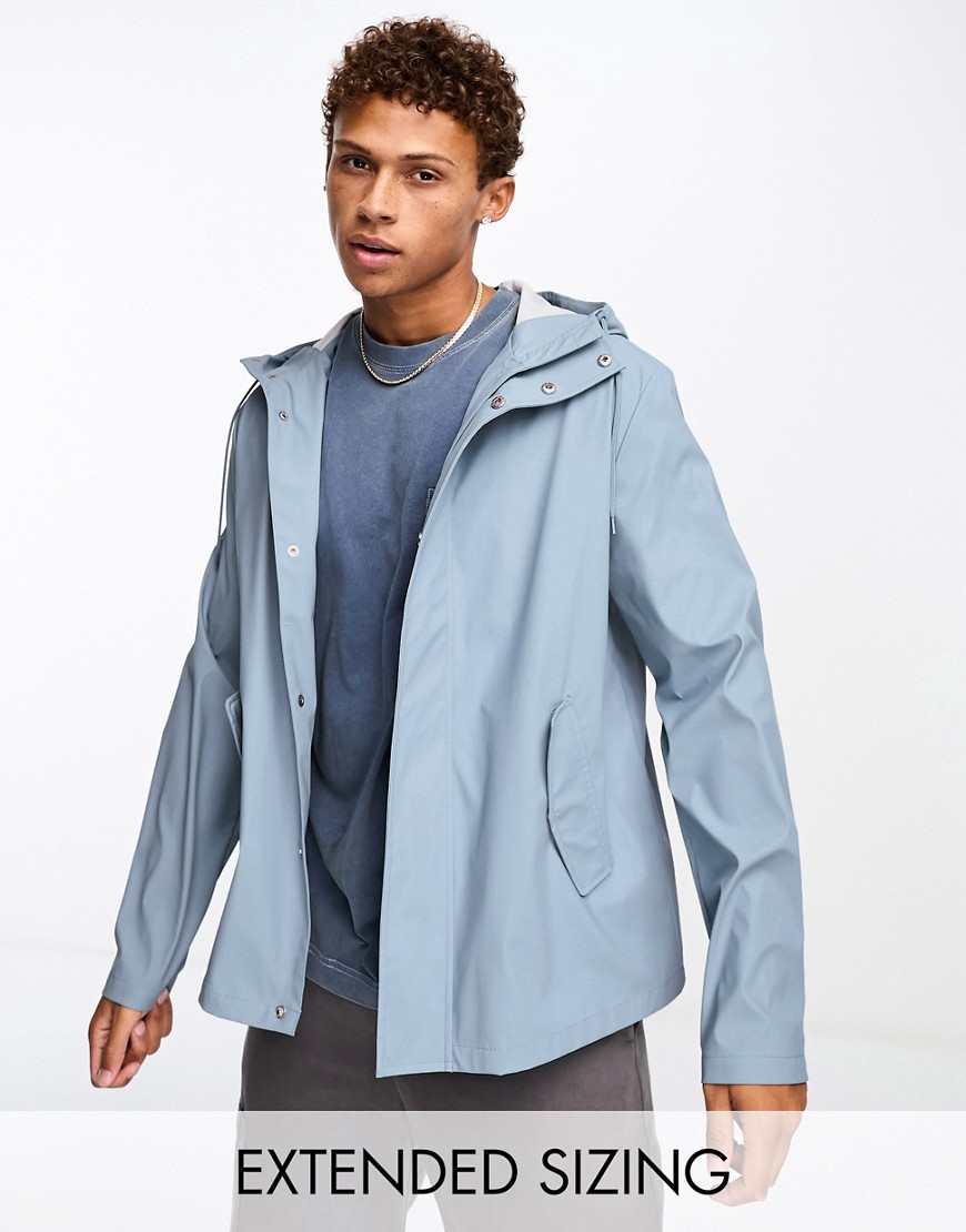 ASOS DESIGN rubberised rain jacket in dusty blue