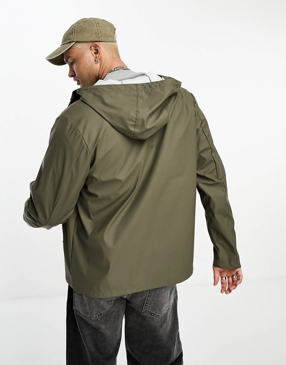 ASOS DESIGN rubberised rain jacket in khaki | research.engr.tu.ac.th