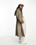 [ASOS DESIGN] ASOS DESIGN rubberised rain parka coat in mushroom-Brown M Mushroom