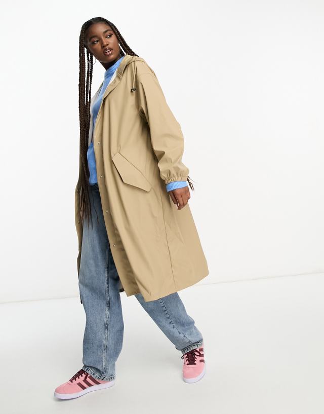 ASOS DESIGN - rubberised rain parka in stone