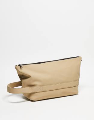 ASOS DESIGN rubberised washbag in beige | ASOS