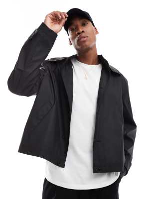Asos Design Rubberized Cropped Trench Coat With Hood In Black