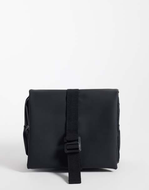 ASOS DESIGN rubberized foldover toiletries bag in black - view 1