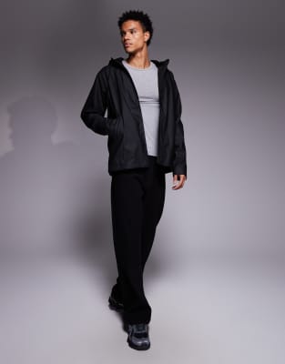 Asos Design Rubberized Jacket With Teddy Lining In Black