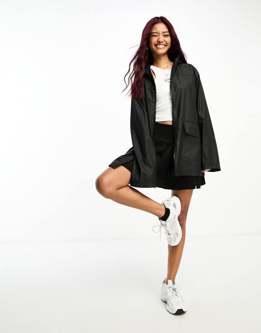ASOS DESIGN rubberized rain coat in black, 3 of 4