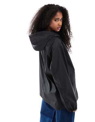 Asos Design Rubberized Rain Coat In Black
