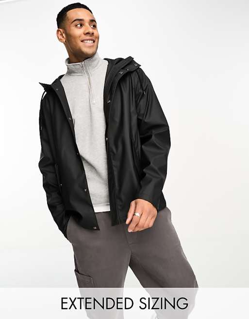 ASOS DESIGN rubberized rain jacket in black | ASOS ASOS DESIGN rubberized rain jacket in black | ASOS