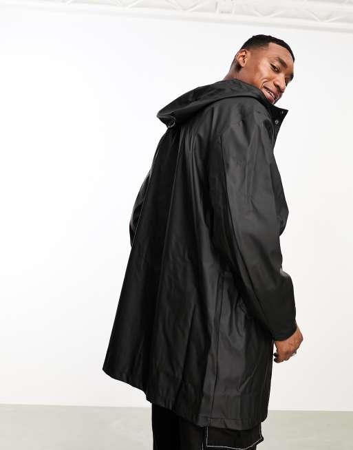 ASOS DESIGN rubberized rain jacket in black