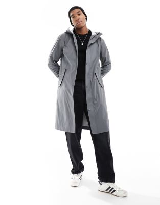 Asos Design Rubberized Rain Jacket In Light Gray