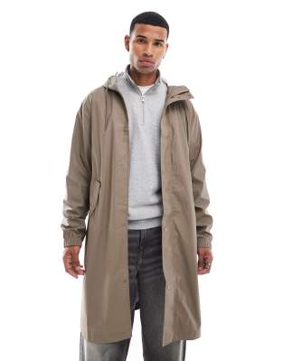 Asos Design Rubberized Rain Jacket In Mushroom-neutral