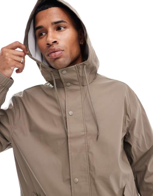 ASOS DESIGN rubberized rain jacket in mushroom ASOS