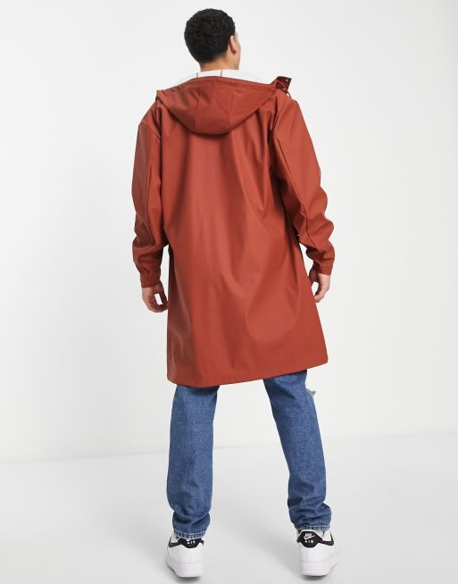 RUBBERIZED EXTRA LONG RAINCOAT - Red