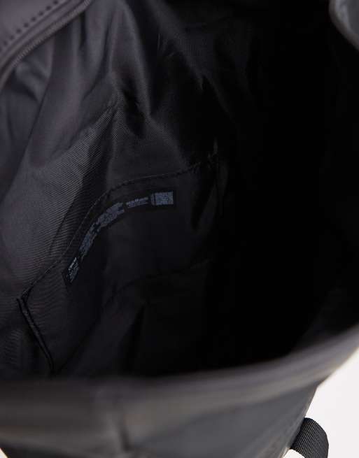 ASOS DESIGN rubberized roll top backpack in black, 4 of 4