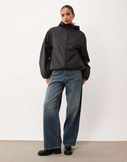 ASOS DESIGN rubberized shower resistant bomber jacket in black, 2 of 4