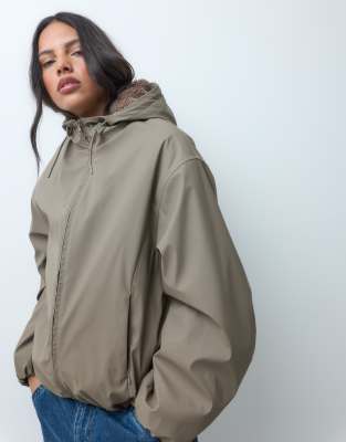 Asos Design Rubberized Shower Resistant Bomber Jacket In Gray