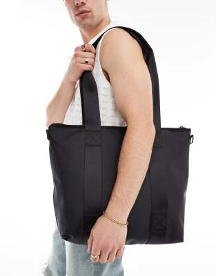 rubberized tote bag in black