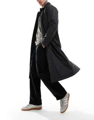 Asos Design Rubberized Trench Coat In Black