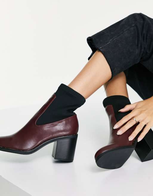 ASOS DESIGN - Ruby - Laarzen met studs en blokhak in bordeauxrood