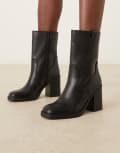 [ASOS DESIGN] ASOS DESIGN Ruby pull-on block heeled ankle boots in black 38 BLACK