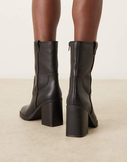 ASOS DESIGN Ruby pull-on block heeled ankle boots in black