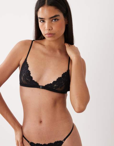 ASOS DESIGN - Ruby - Reggiseno a triangolo in pizzo nero con allacciatura sul davanti e incrocio sul retro - view 1