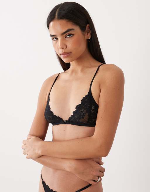 ASOS DESIGN - Ruby - Soutien-gorge triangle en dentelle fermé sur le devant avec bretelles croisées au dos - Noir, 4 de 4