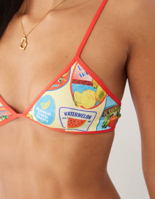 Asos Design Ruby Triangle Contrast Binding Bikini Top In Multi