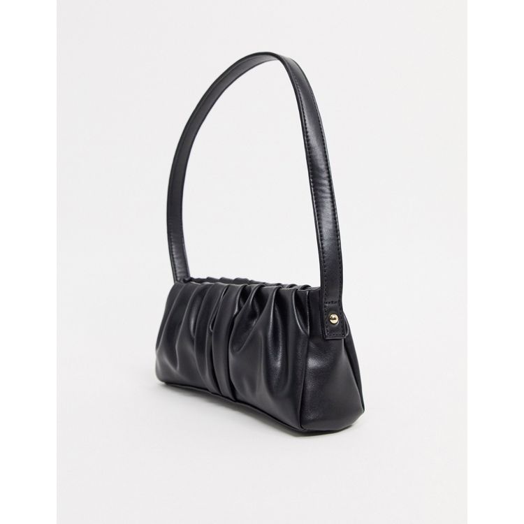 ASOS DESIGN curved shoulder bag with chain link strap in black