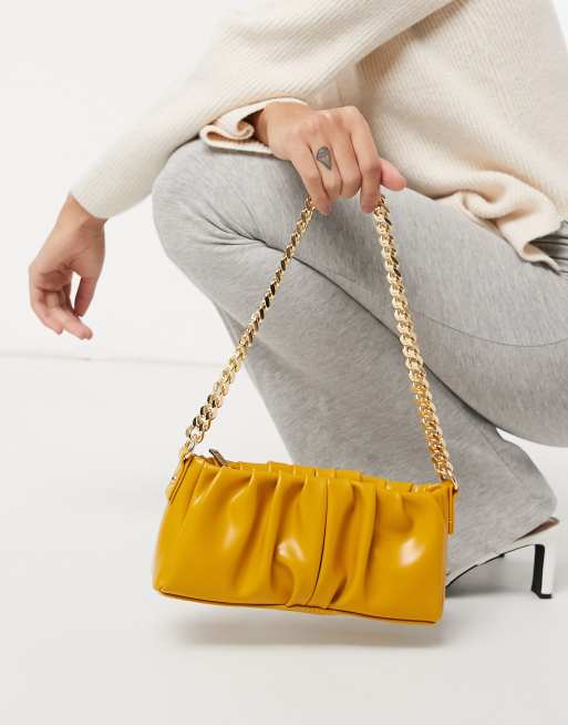 Ruched bag discount with gold chain