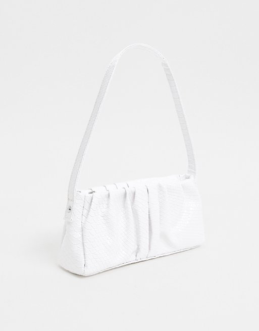 ASOS DESIGN 90s patent shoulder bag in off white