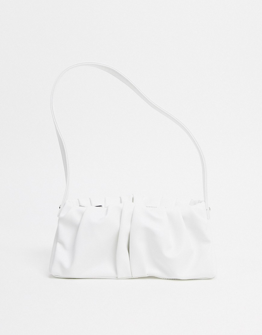 Asos Design Ruched 90s Shoulder Bag In White