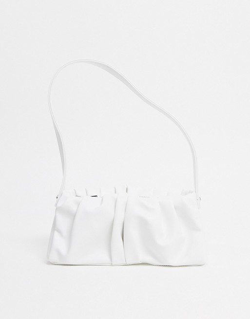 ASOS DESIGN ruched 90s shoulder bag in white | ASOS