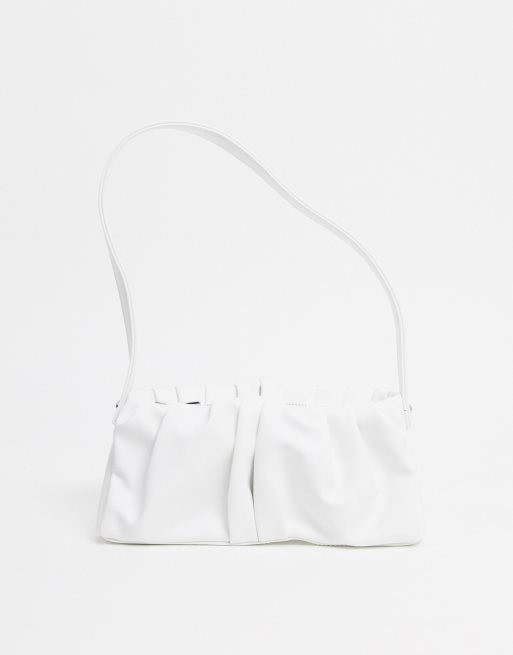 ASOS DESIGN ruched 90s shoulder bag in white | ASOS