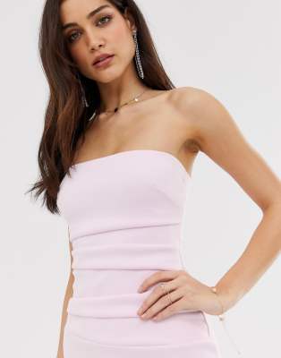 ruched bandeau midi dress