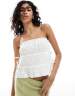 Pull&Bear linen look crinkle texture short in washed green