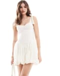 [ASOS DESIGN] ASOS DESIGN ruched bodice bubble hem mini dress in cream-White 18 CREAM